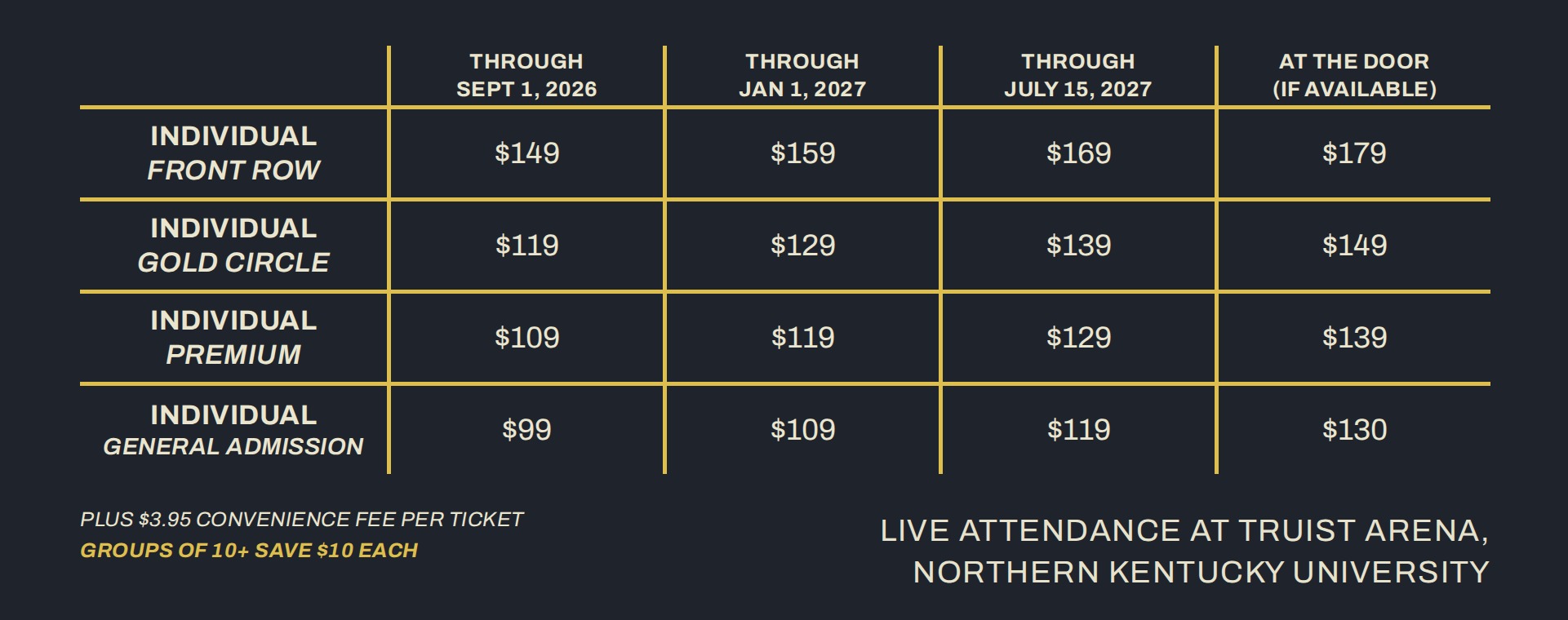 2027 Attend 1613 Men's Conference Pricing